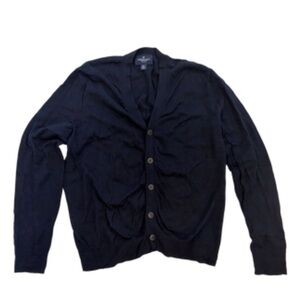 American Eagle Outfitters Men's Dark Navy Button Cardigan